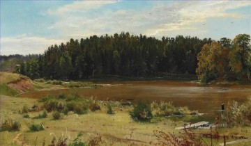 Artworks in 150 Subjects Painting - River on the edge of a wood classical landscape Ivan Ivanovich forest